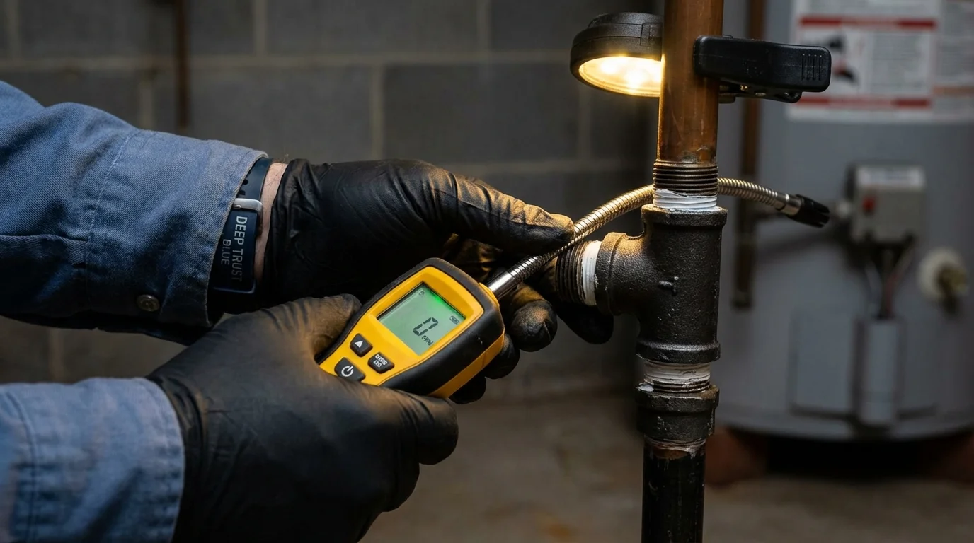 Gas leak detection with electronic sniffer by Johns Plumbing LLC in Buford